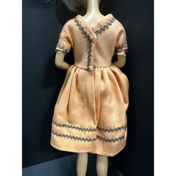 Vintage Barbie Dress Light Orange with Rickrack Trim – 1960s Clone or Variation - Picture 3 of 6